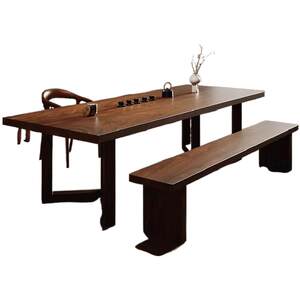 
South American walnut large board tea table new Chinese-style solid wood tea table tea room tea table office Zen high-end tea table