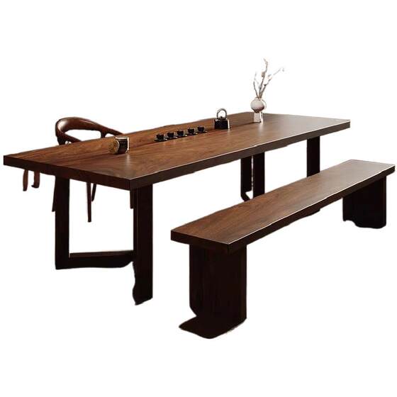 
South American walnut large board tea table new Chinese-style solid wood tea table tea room tea table office Zen high-end tea table