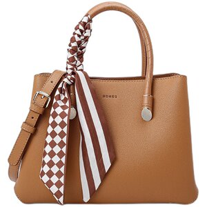 
Honggu Silk Scarf Bag Women's Cowhide Shoulder Handbag Large Capacity Handbag Atmospheric Commuting Genuine Leather Mom Bag