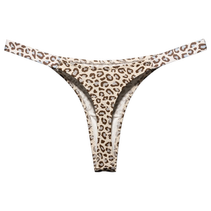 
Pure cotton thong female sexy markless underwear leopard print European and American pure sports fitness yoga tights bottoming thin