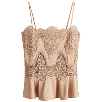 HM Women's Vest Sling 2025 Autumn New Lace Inlaid Satin Dress Temperament Sling 1310813