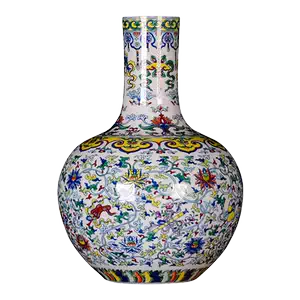 中国古玩 景徳鎮製 青花梅花紋 天球瓶 花瓶 壺 高約34.2cm 唐物 時代物 中国古玩 景徳鎮製 青花梅花紋 天球瓶 花瓶 壺 高約34.2