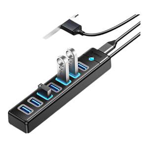 
Aurico Computer USB Expander 3.0 with Power Supply Port HUB Splitter One-To 7 High-Speed ​​Multi-Interface Expanding Dock Desktop Laptop Accessories Extension Hub