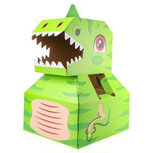 
Dinosaur carton new wearable Tyrannosaurus rex carton headgear children's toys handmade diy carton making materials 6