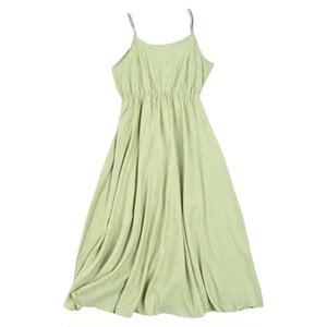 
French solid color suspender dress for women 4.8L82334 high waist slim big hem skirt summer meat covering A-line long skirt