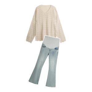 
Jingqi maternity tops spring 2026 new long-sleeved sweaters sweaters fashionable pregnancy belly covering clothes spring women