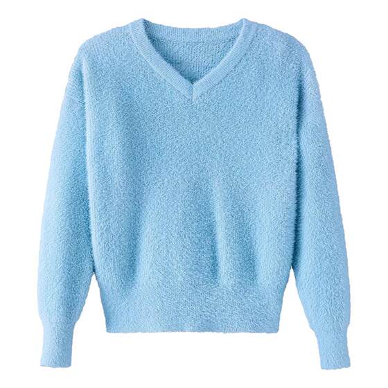 
Mink v-neck short sweater for women thickened soft glutinous autumn and winter women's clothing 2025 new small base knitted sweater