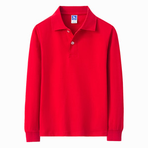 Children's solid color POLO shirt turned short -sleeved T -shirt men and women, big children's long -sleeved top clothes, embroidery printing
