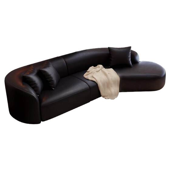 
Black retro sofa small apartment internet celebrity curved clothing store lounge area reception light luxury office meeting negotiation