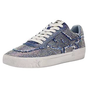 
ASH old and dirty shoes thick-soled height-increasing sneakers denim shoes diamond-embellished denim canvas shoes for women AO140F40036