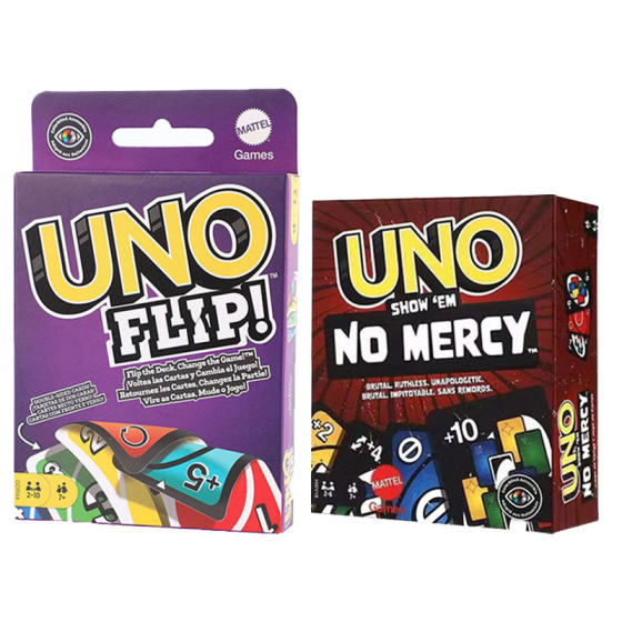
Official Genuine UNO Solitaire Purple FLIP Double-Sided Mattel No Mercy Happy Card Interactive Board Game