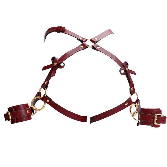 [Cage Bird] Belt punk legs ring hip handcuffs sexy bow leather garter integrated original
