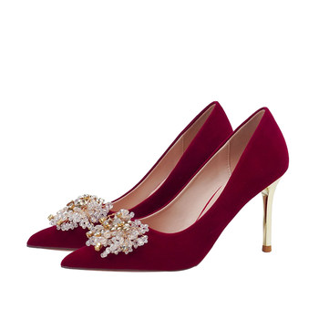 Wedding shoes, bridal shoes, red stilettos 2025 new style