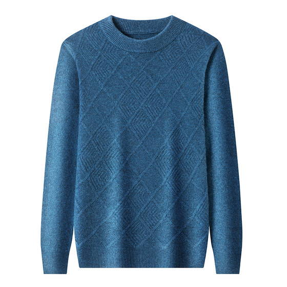 
Chunzhu cardigan men's 100 pure wool thickened half turtleneck knitted sweater winter middle-aged bottoming cashmere sweater