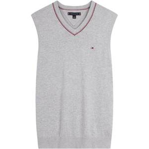 
Tommy autumn and winter men's pure cotton plain casual commuting college contrasting V-neck inner layering sweater vest