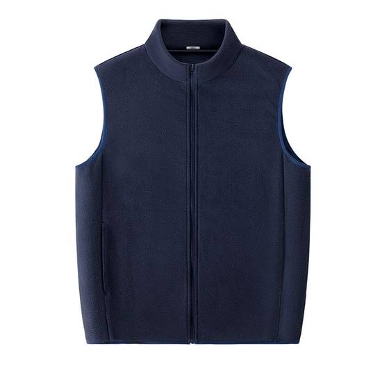 
Miniso double-sided polar fleece vest for men in winter with velvet stand-up collar to keep warm and fleece lining with thick vest inside