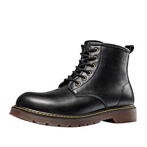 
MRA mid-top Martin boots men's British style high-top casual leather shoes thick-soled work boots black leather boots