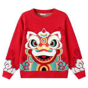 
Balabala boys' sweaters baby sweaters children's red thickened sweaters New Year's greetings winter clothes new children's clothes