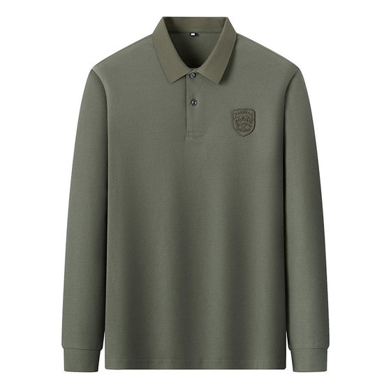 
Scarecrow long-sleeved POLO shirt for men spring and autumn new high-end casual loose embroidered T-shirt lapel top for men