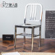 Nordic industrial style navy dining chair home backrest stainless steel stool modern simple milk tea shop internet ສະເຫຼີມສະຫຼອງເກົ້າອີ້ດຽວ