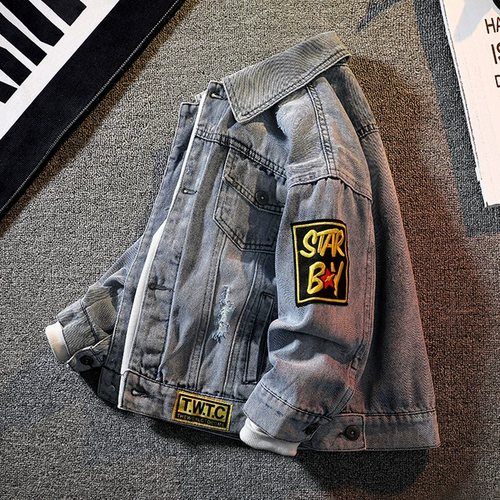 Осенняя летняя одежда, джинсовая куртка, осенний детский комплект, коллекция 2022, подходит для подростков, в западном стиле