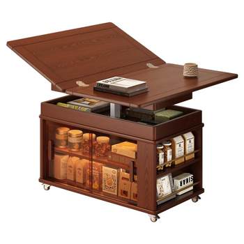 Jiayi removable folding lift coffee table small apartment household solid wood sofa side table living room side cabinet table trolley