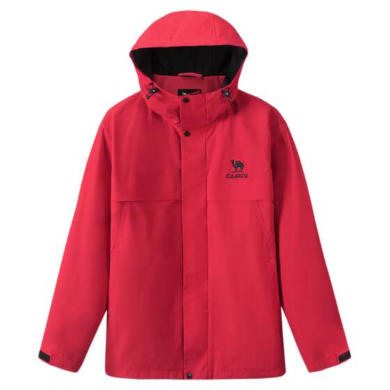 
Camel all-terrain three-proof jacket for women and men, fleece single flush hooded outdoor green fruit green mountaineering jacket