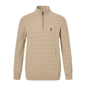 
POLOWALK Men's Knitted Sweater 2025 Autumn and Winter New Fashion Cable Internal Half-Zip Pullover Top for Men