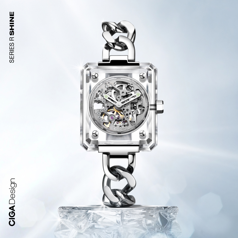CIGA Design 玺佳 R系列Shine冰美人全透明宝石感机械表水晶女手表