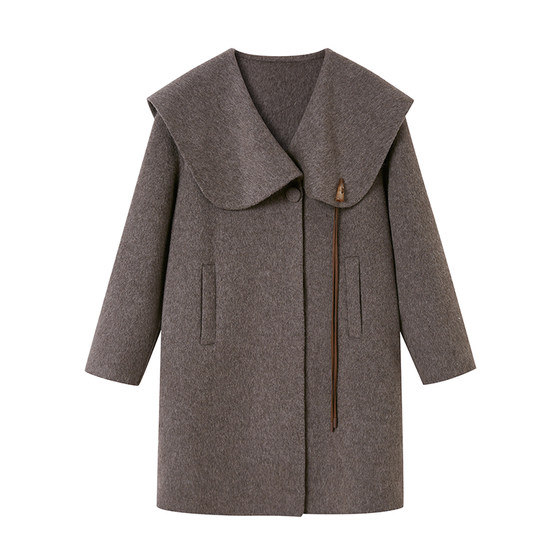 
[Clearance Special Offer] DIDDIMODA Large Lapel Horn Button Coat Mid-length Double-Side Wool Jacket Women