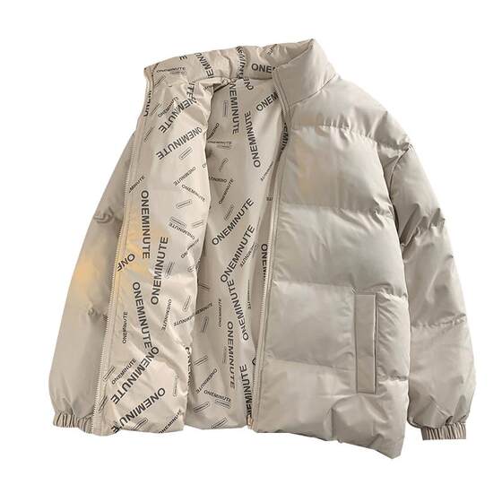 The letters wearing cotton on both sides of men and women in winter thickened the Hong Kong wind cotton jacket loose couple student cotton jacket outer tide
