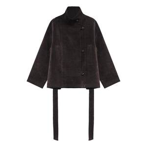 
Er Sheep Design [Jinmu] Stand Collar Short Off Shoulder Jacket Women's Autumn and Winter Chenille Waist Loose Jacket Top