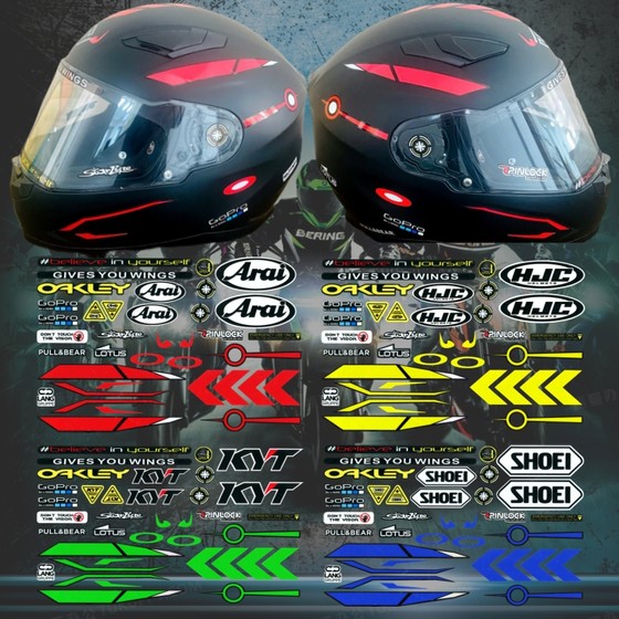 HJC SHOEI 헬멧 스티커 방수 반사 오토바이 수정 장식 LS2 인쇄 Arai 렌즈 KYT 데칼