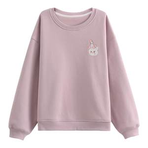 森女部落甜美风可爱猫咪加绒圆领卫衣女2025新款秋季百搭宽松上衣
