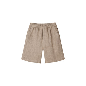 100% linen yarn-dyed jacquard dry and breathable shorts, comfortable elastic waist, old money style relaxed straight-leg pants