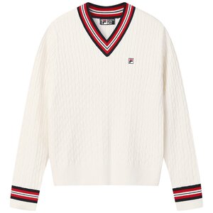 
Yang Mi's same style FILA official long-sleeved knitted sweater for women spring new fashion casual pullover top
