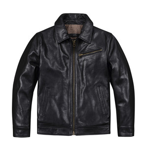 
American 1930 workwear retro genuine leather coat batik unpainted goatskin jacket men's business coat motorcycle jacket