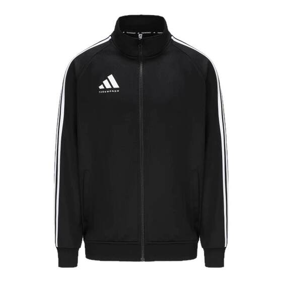 
Adidas spring and autumn coats for men and women black and white casual sports new stand-up collar woven jacket TR30JT-BW