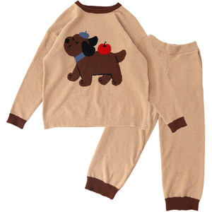 
WHYLOOK Autumn and winter half-edge velvet parent-child clothing for mother and daughter, family of three, baby home clothes, pajamas, baby onesies