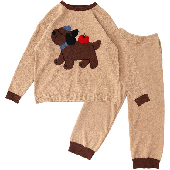 
WHYLOOK Autumn and winter half-edge velvet parent-child clothing for mother and daughter, family of three, baby home clothes, pajamas, baby onesies