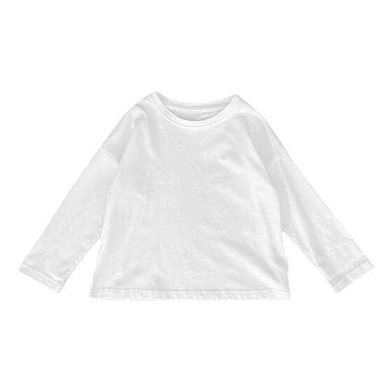 
Boys' long-sleeved solid color T-shirt pure cotton basic bottoming shirt 2024 new medium and large spring white children's top
