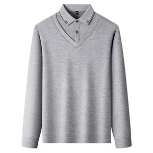 
Romon men's fake two-piece velvet thickened shirt collar sweater warm pullover sweater business casual dad wear