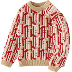 
Balabala boys' sweaters, children's baby red sweaters, spring and autumn children's clothing, children's round neck tops, trendy kids
