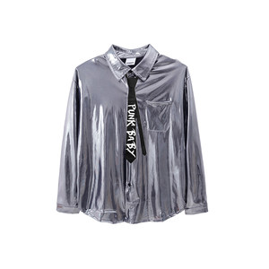 
Children's hip-hop hip-hop trendy clothing for boys and girls cool silver shirts and leather pants stage catwalk clothing jazz dance performance clothing