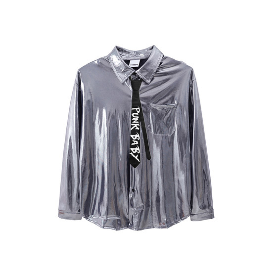 
Children's hip-hop hip-hop trendy clothing for boys and girls cool silver shirts and leather pants stage catwalk clothing jazz dance performance clothing