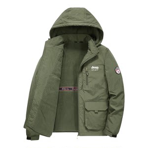 
JEEP Jeep Assault Clothes Plus Velvet Waterproof and Windproof Spring and Autumn Large Size Work Jacket Thin Loose Jacket Outdoor