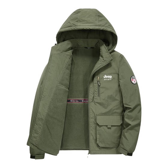 
JEEP Jeep Assault Clothes Plus Velvet Waterproof and Windproof Spring and Autumn Large Size Work Jacket Thin Loose Jacket Outdoor
