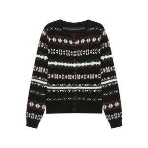 
BLUEerror Fair Island round neck knitted cardigan for women lazy crochet pattern full wool sweater spring new style
