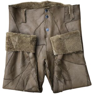 Winter sheep scissors fur integrated middle -aged and elderly leather pants end bile high waist plus fertilizer version men and women universal