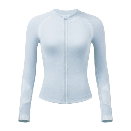
VfU merino wool running jacket women's one-piece woven slimming yoga fitness long-sleeved T-shirt sports top autumn and winter
